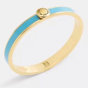 Coach Gold-Tone Bangle with Turquoise Enamel Accent